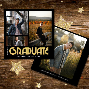 Retro Graduate Multi Foto Inbjudningar