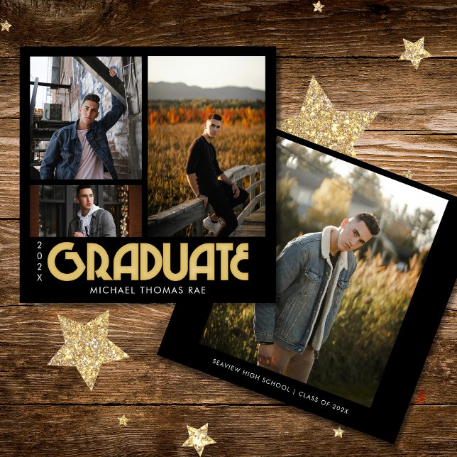 Retro Graduate Multi Foto Inbjudningar (Skapare uppladdad)