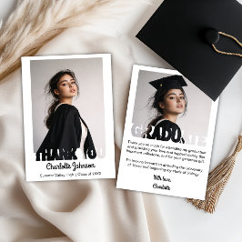Retro Graduation Typography Thank You Card Meddelande