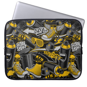 Retro Graffiti Urban Street Mönster Laptop Fodral