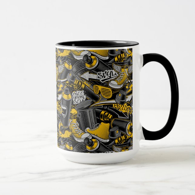 Retro Graffiti Urban Street Mönster Mugg (Höger)