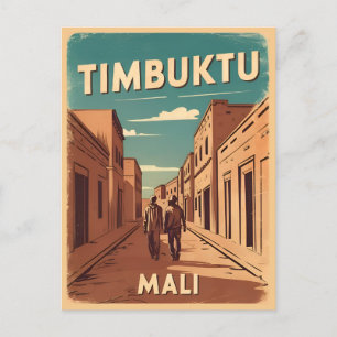 Retro-grafik för vintage resor Timbuktu Mali-Afrik Vykort