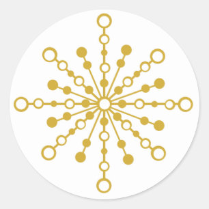 Retro grafisk guld- Snowflake Runt Klistermärke