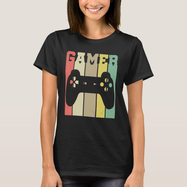 Retro grafisk konsoll spelkontroll videospel t shirt (Framsida)