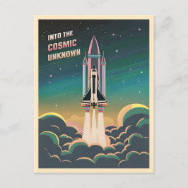Retro Grafisk LoFi Kosmisk Retrovåg Rymdfärja Vykort
