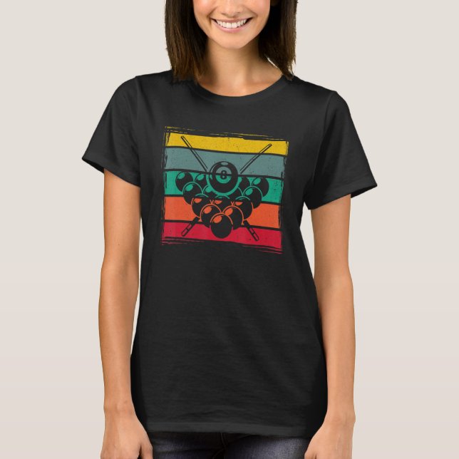 Retro Grafisk Pool Biljard Snooker Biljard Kö 8 B T Shirt (Framsida)