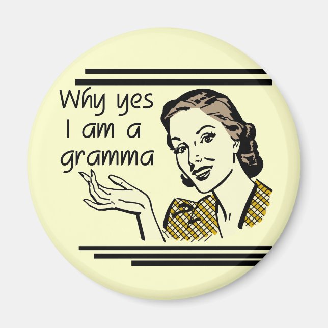 Retro Gramma T-tröja och gåvor Magnet (Framsidan)