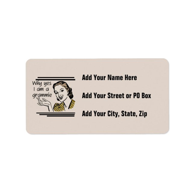 Retro Grammie T-tröja och gåvor Adressetikett (Framsidan)