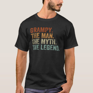 Retro Grampy Man Myth Legend pappa Grandpa Tjock T Shirt