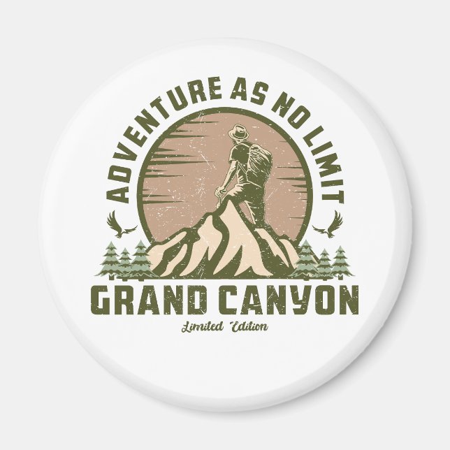 Retro Grand Canyon Hike Sunset Magnet (Framsidan)