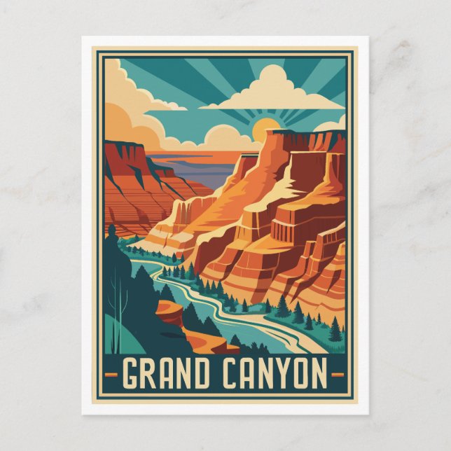 Retro Grand Canyon nationalpark Vykort (Framsida)