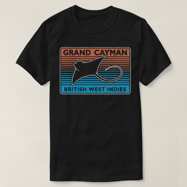 Retro Grand Cayman Islands Stingray City Scuba Div T Shirt (Design framsida)