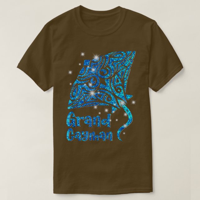 Retro Grand Cayman Islands Tribal Stingray Sea Ray T Shirt (Design framsida)