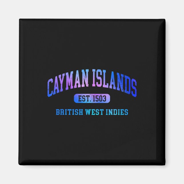 Retro Grand Caymanöarna Färgrik Båge Text Souv Magnet (Framsidan)