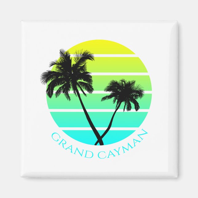 Retro Grand Caymanöarna Magnet (Framsidan)
