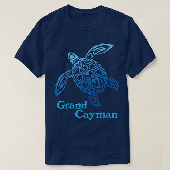Retro Grand Caymanöarna Sea Turtle Tribal T Shirt (Design framsida)