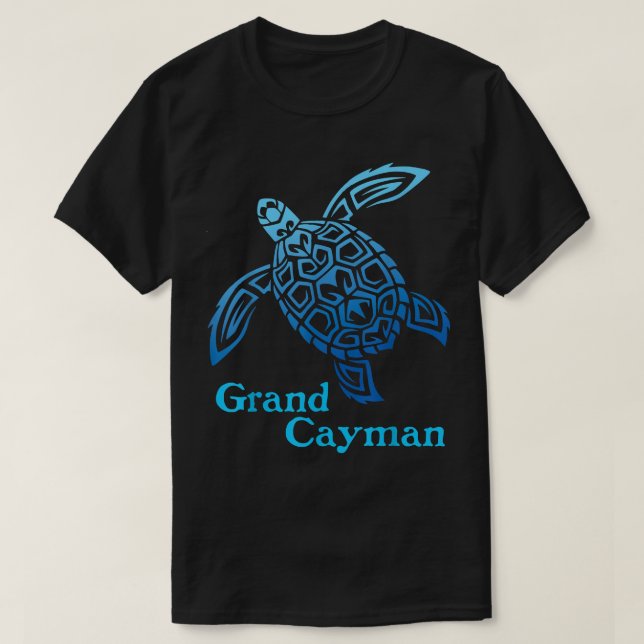 Retro Grand Caymanöarna Sea Turtle Tribal T Shirt (Design framsida)
