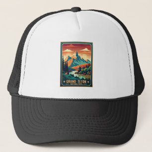Retro Grand Teton Hike Sunset T-Shirt Keps