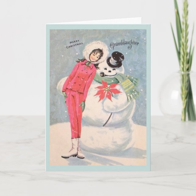 Retro Granddotter-julkort Helgkort (Framsida)