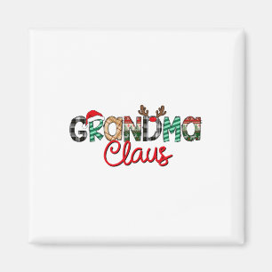 Retro Grandma Claus Reindeer jul Matching Fa Magnet