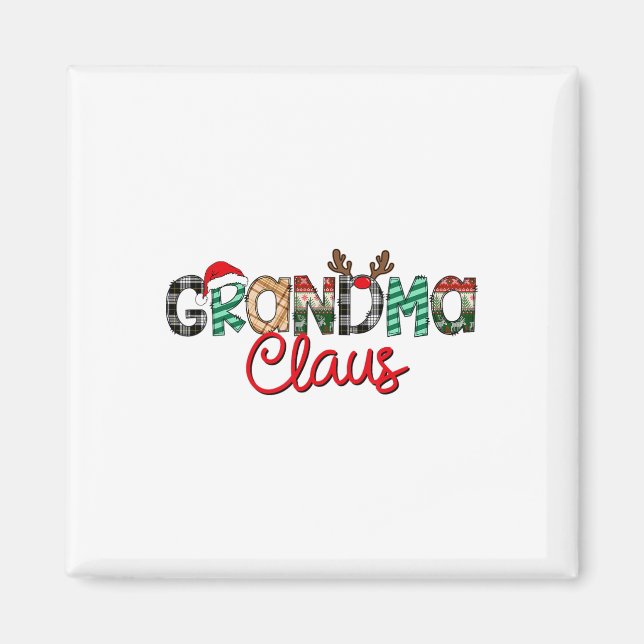 Retro Grandma Claus Reindeer jul Matching Fa Magnet (Framsidan)