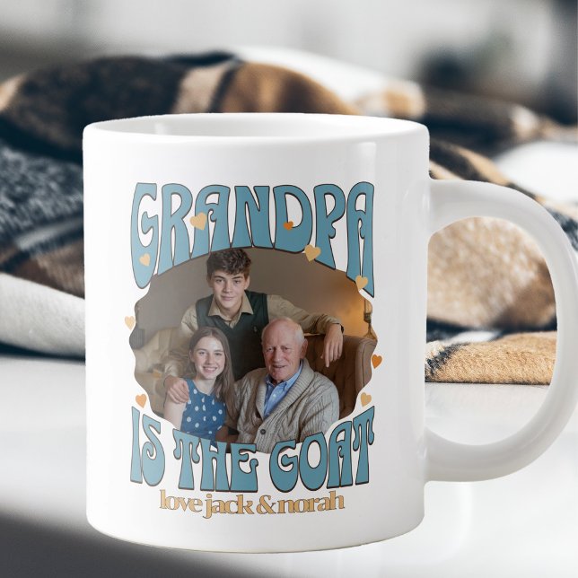 Retro Grandpa är Goat Photo Giant Mugg Jumbo Mugg (Giant GOAT mug for greatest grandpa of all time)