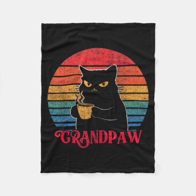 Retro Grandpaw Funny Sarcastic Cat Lover Quote Gra Fleecefilt (Framsidan)