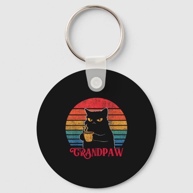 Retro Grandpaw Funny Sarcastic Cat Lover Quote Gra Nyckelring (Framsida)
