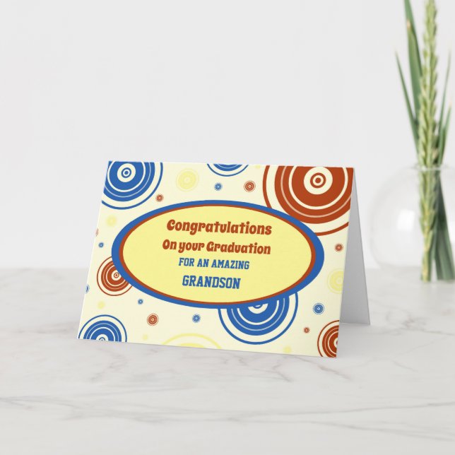 Retro Grandson Grattis Studenten Kort (Framsida)