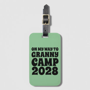 Retro Granny Camp Text Bagagebricka