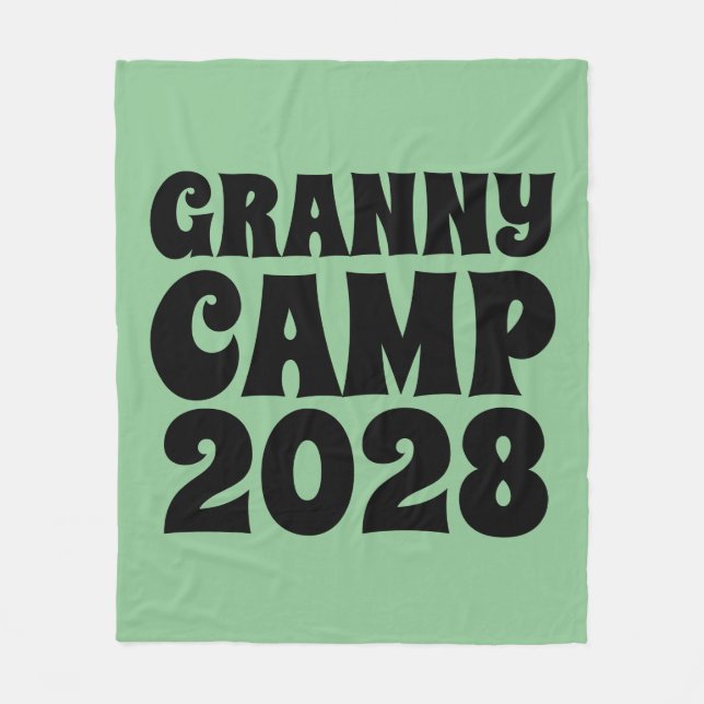 Retro Granny Camp Text Fleecefilt (Framsidan)