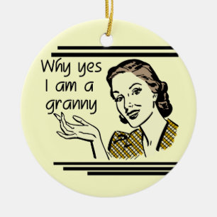 Retro GrannyT-tröja och gåvor Julgransprydnad Keramik