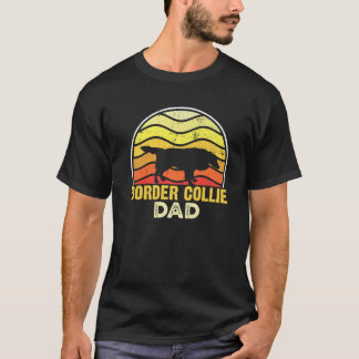 Retro Gräns Collie Hund älskare Puppy Manar Pappa T Shirt