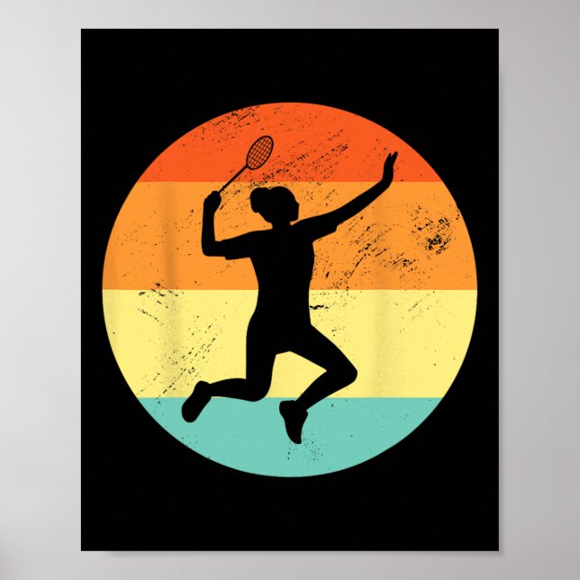 Retro Graphic Badminton Player Shuttle Player Spor Poster (Framsidan)