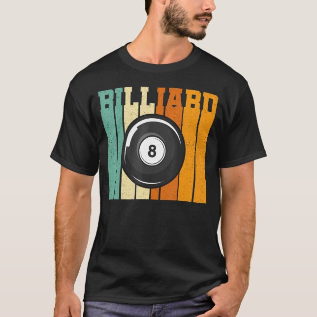Retro Graphic Bassäng Billard Snooker Billard Cue  T Shirt (Framsida)