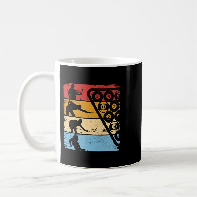 Retro Graphic Bassäng Billiard Snooker Billard Cue Kaffemugg (Vänster)