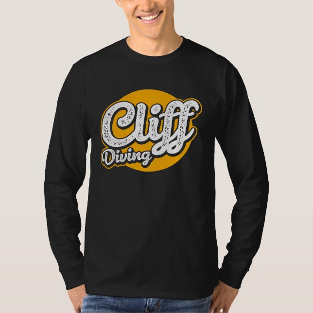 Retro Graphic Cliff Diver Cliff Diving Tombstoning T Shirt (Framsida)
