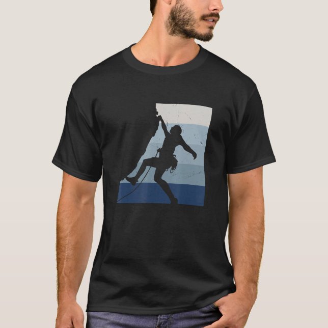 Retro Graphic Climbing Bouldering Rock Climber Mou T Shirt (Framsida)