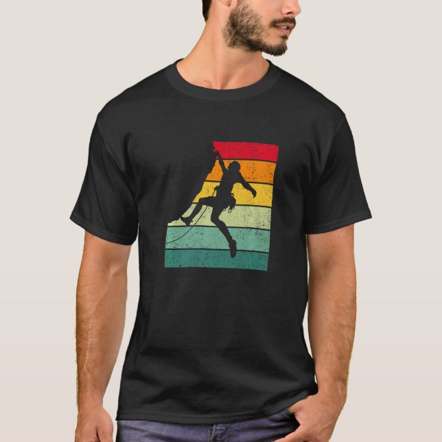 Retro Graphic Climbing Bouldering Rock Climber Mou T Shirt (Framsida)