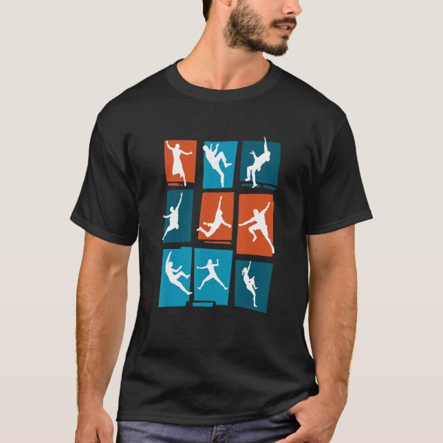 Retro Graphic Climbing Bouldering Rock Climber Mou T Shirt (Framsida)