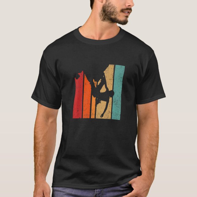Retro Graphic Climbing Bouldering Rock Climber Mou T Shirt (Framsida)