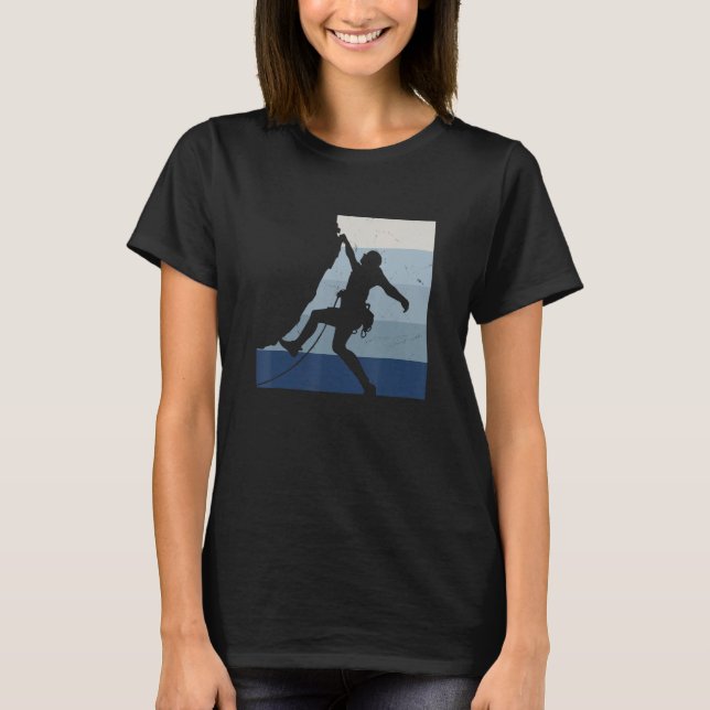 Retro Graphic Climbing Bouldering Rock Climber Mou T Shirt (Framsida)