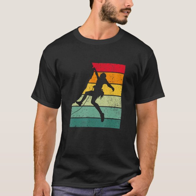 Retro Graphic Climbing Bouldering Rock Climber Mou T Shirt (Framsida)