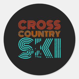 Retro Graphic Cross country Skiing Winter Sports B Runt Klistermärke