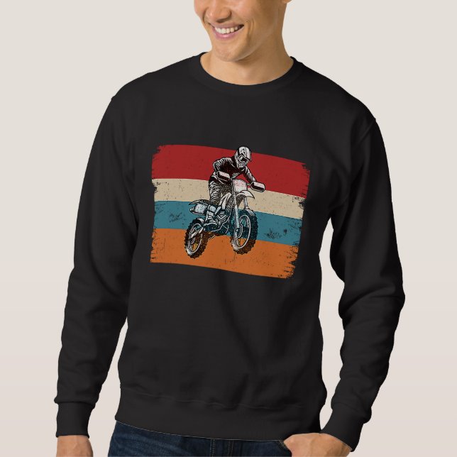 Retro Graphic Dirt Biker Motorcycle Enduro Motocro Lång Ärmad Tröja (Framsida)