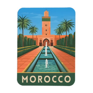 Retro Graphic för nordlig Afrika i Vintage resor M Magnet