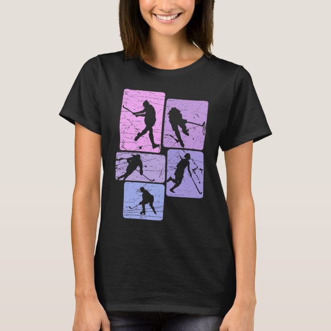 Retro Graphic Hockey Player Fält Hockey Hockey St T Shirt (Framsida)