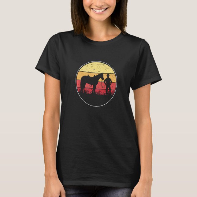 Retro Graphic Horse Lover Equestrian Rider Horses  T Shirt (Framsida)