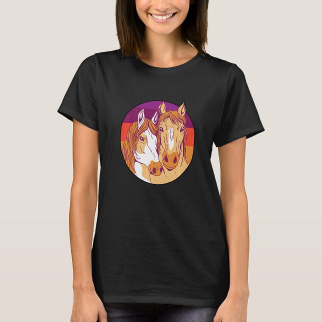 Retro Graphic Horse Lover Equestrian Rider Horses  T Shirt (Framsida)
