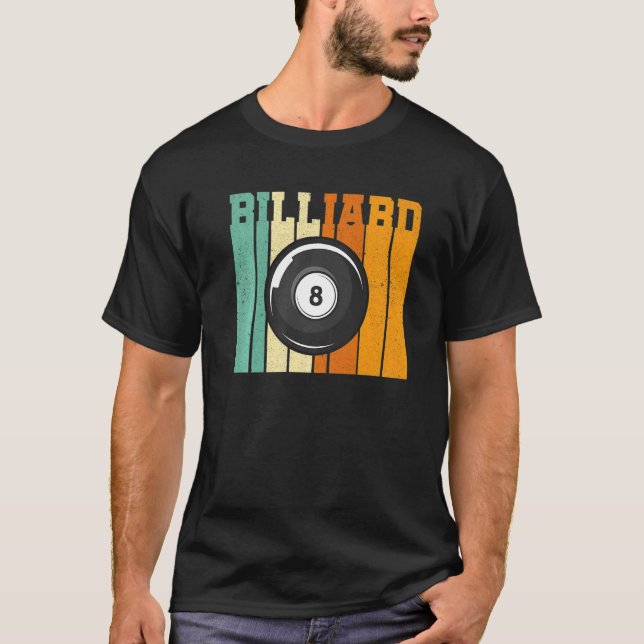 Retro Graphic Pool Billard Snooker Billard Cue 8 B T Shirt (Framsida)